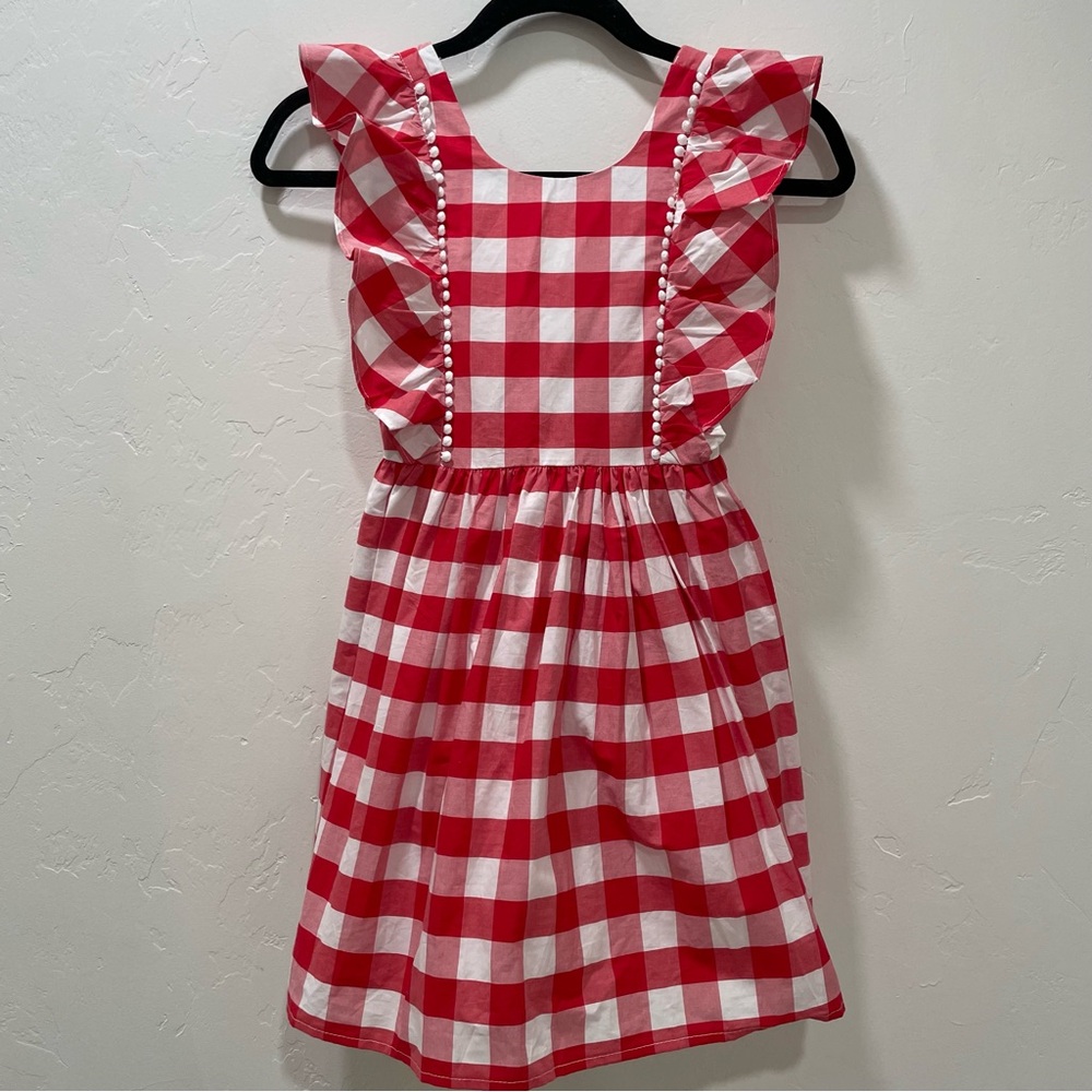 Max Studio Red and White Checkered Kids Dress